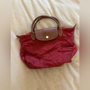 Longchamp Red and Brown Tote Bag
